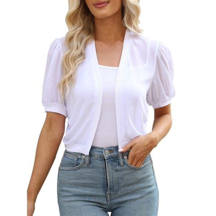 Slaying In Style: White Short Sleeve Cropped Cardigan